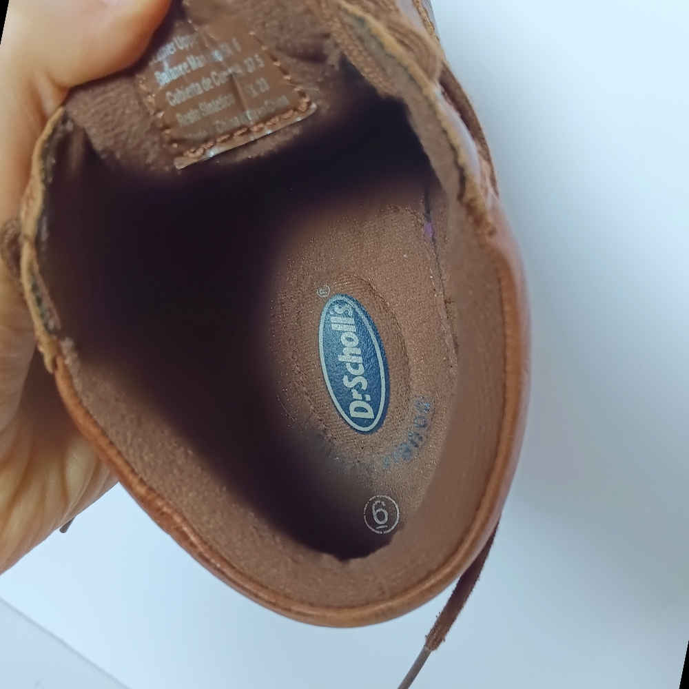🤎 Dr. Scholl's Ella Brown Leather Boots Lace-Up Womens 6 Ankle Comfort - Picture 10 of 12